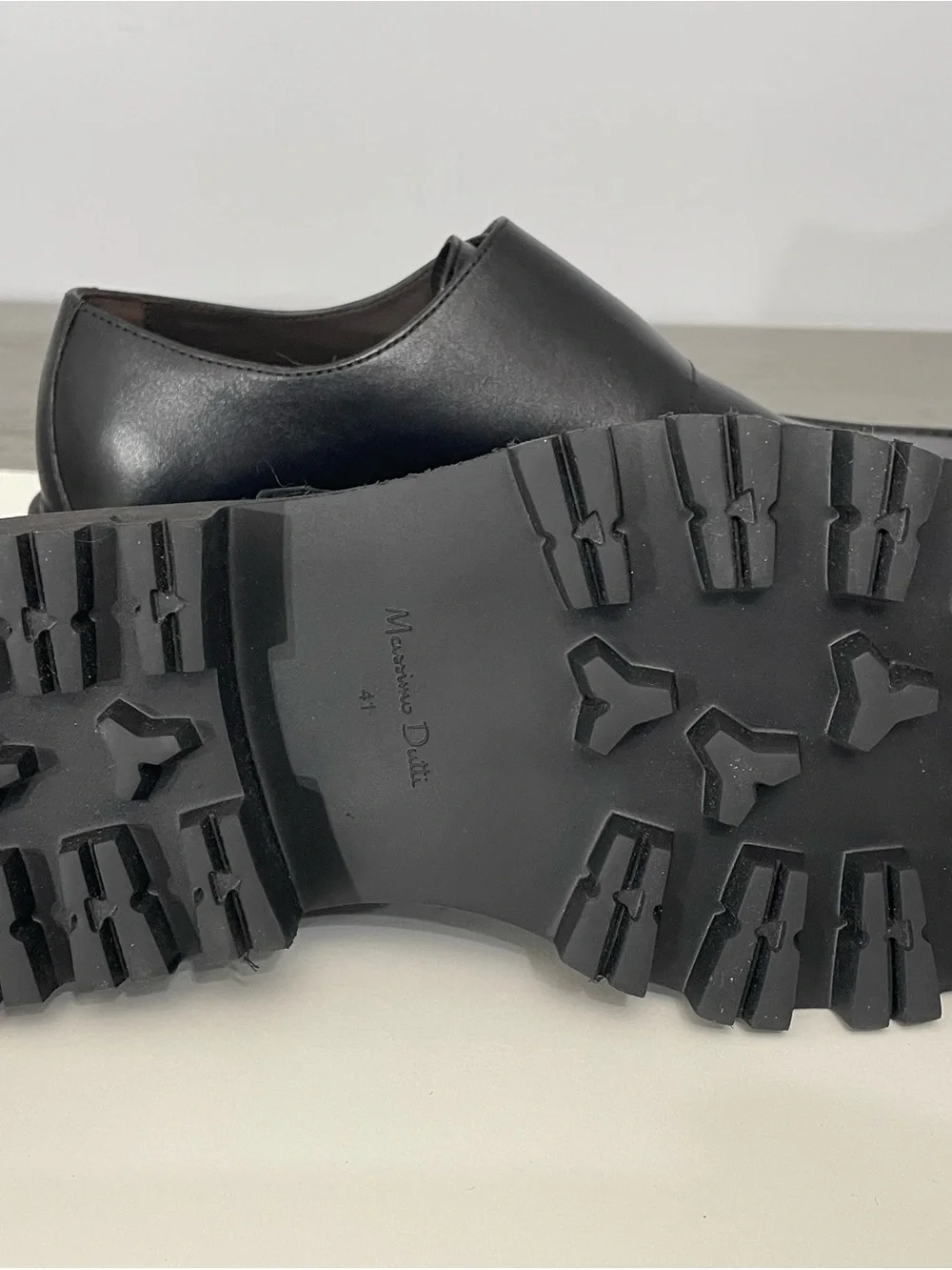 Massimo Dutti Men’s Black Leather Double Monk Strap Shoes Size 8